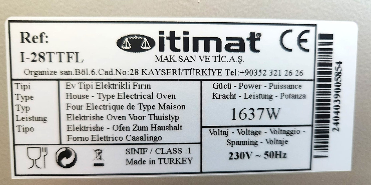 Itimat 50 Oven - Ref: I28TTFL