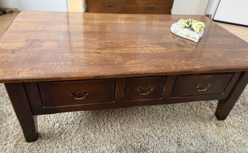 Stevige, mooie onbeschadigde Teak/Eiken Salontafel.