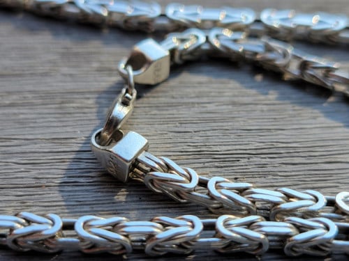 Vierkante koningsketting, zilver/ 3 mm breed
