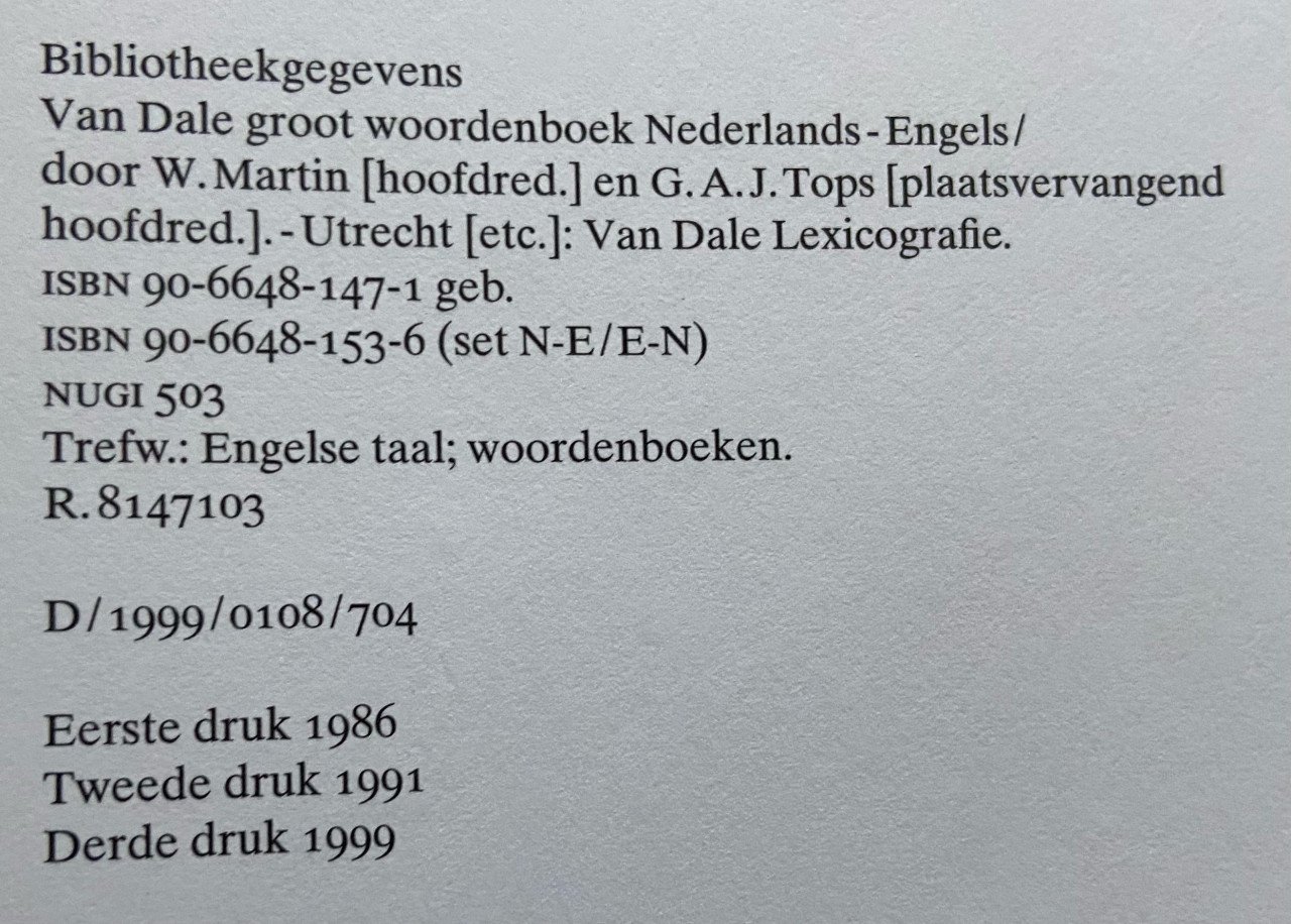 Van Daele Groot Woordenboek NL/EN EN/NL