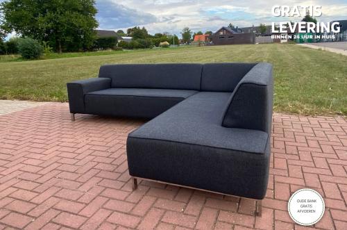 GRATIS LEVERING HEEL BENELUX + DACH Montel Donkergrijs Stoffen Hoekbank