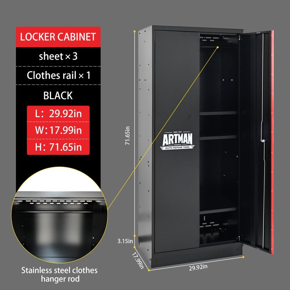 Stalenkastset – Modulaire opbergruimte met afsluitbare lades(zwart en rood)