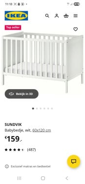 Ikea ledikant sundvik 60 x 120 wit