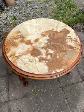 Onyx natuursteen blad vintage salontafel