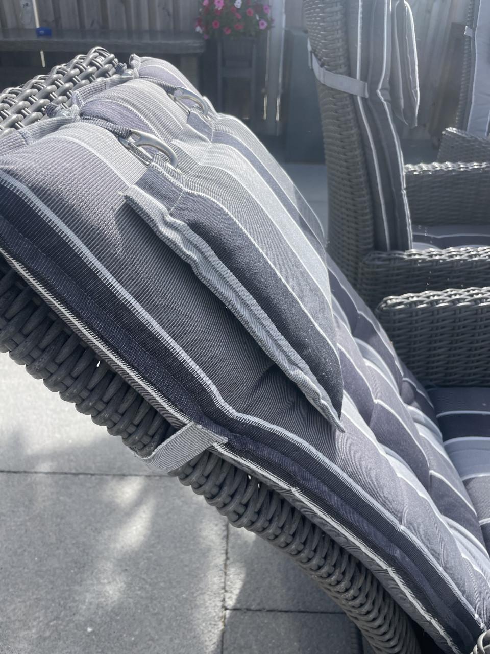 Tuinset met 6 stoelen en dikke kussens verstelbare stoelen
