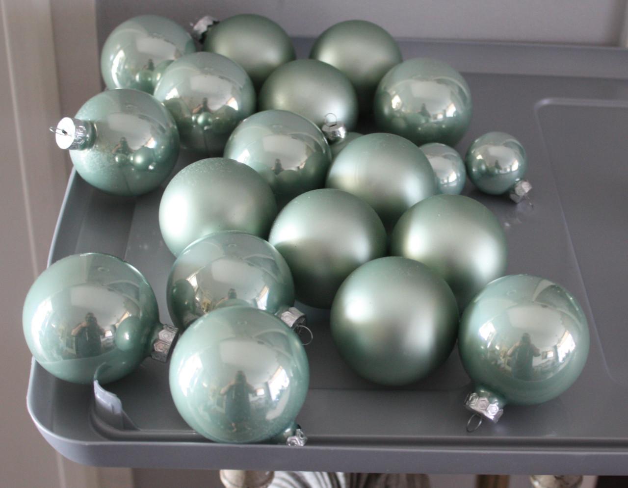 Set van 21glazenkerstballen mintgroen mat en glimmend