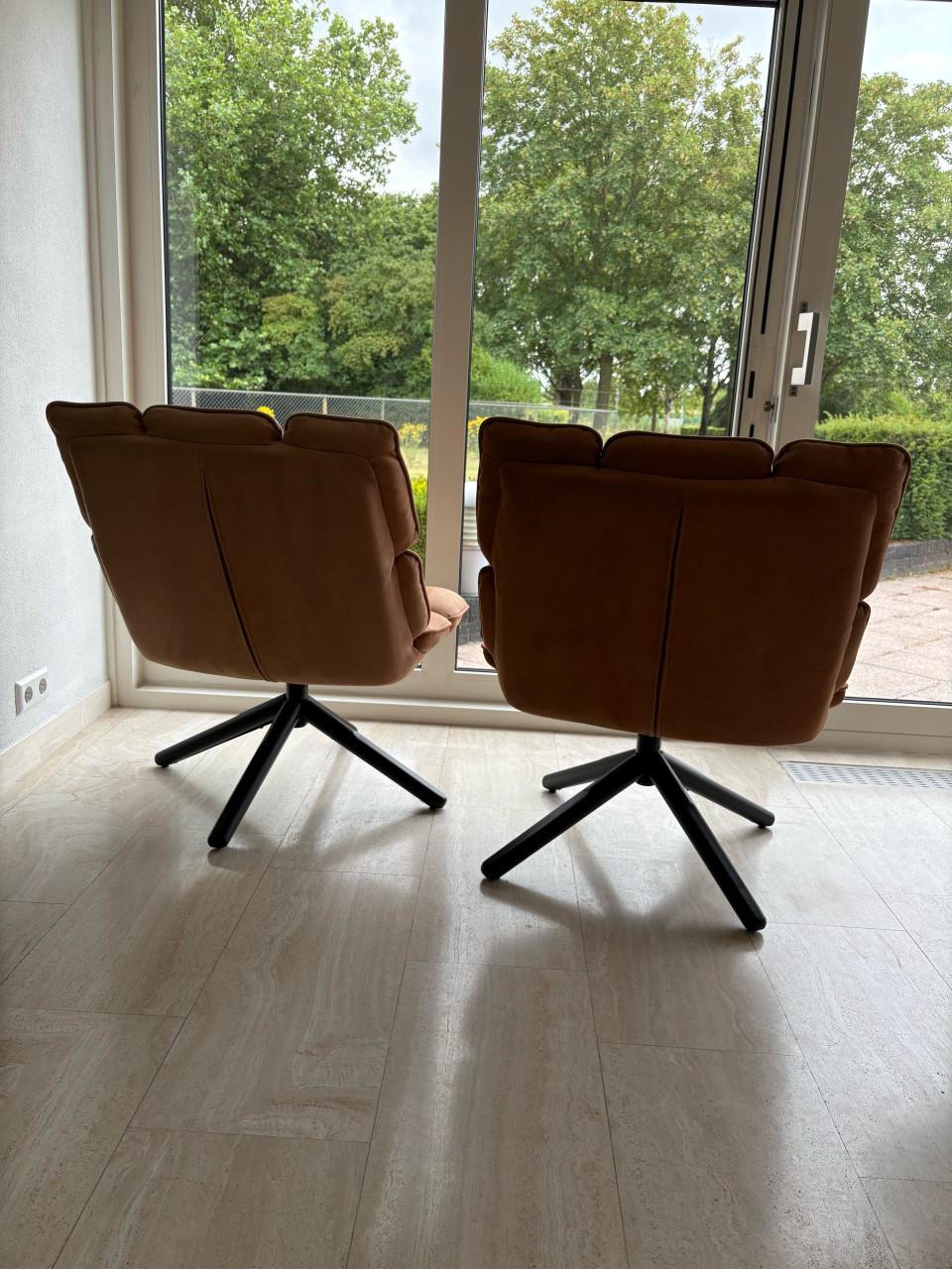 2 Fauteuil Stoelen Cognac - moeten weg wegens verhuizing