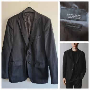 Zara Man Stijlvolle zwarte blazer van 100% wol. Maat M
