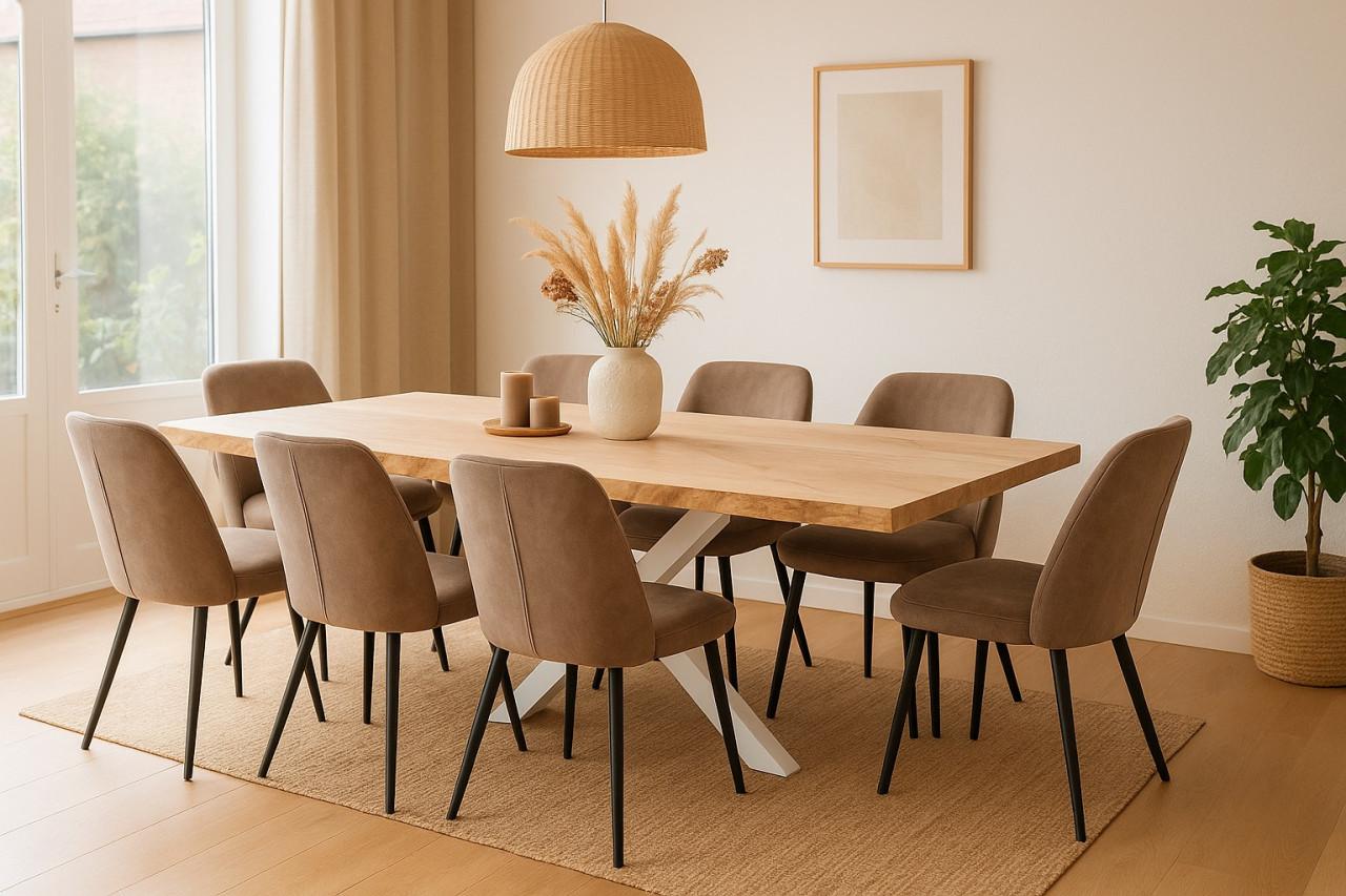 EIKEN BOOMSTAMTAFEL 210X100 MET ONDERSTEL NAAR KEUZE