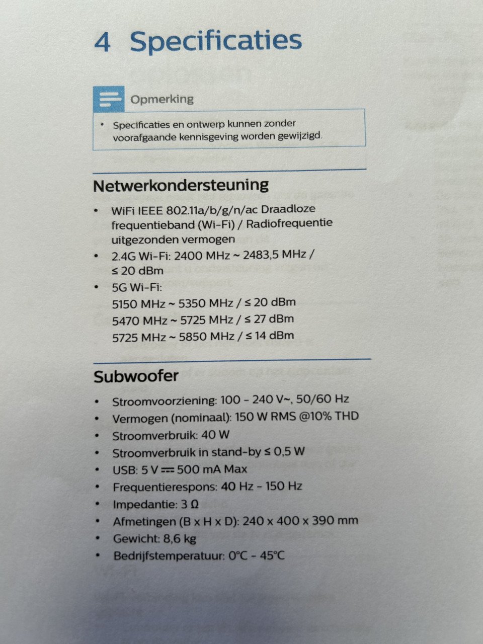 Draadloze subwoofer Philips