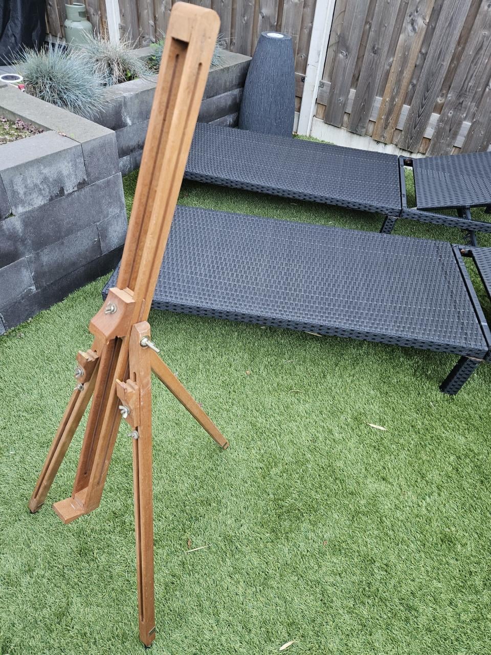 Houten vintage schildersezel, inklapbaar en verstelbaar