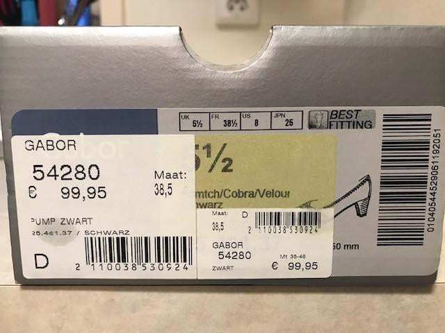 Gabor zwarte pumps van velours mt. 38,5 (5 ½)