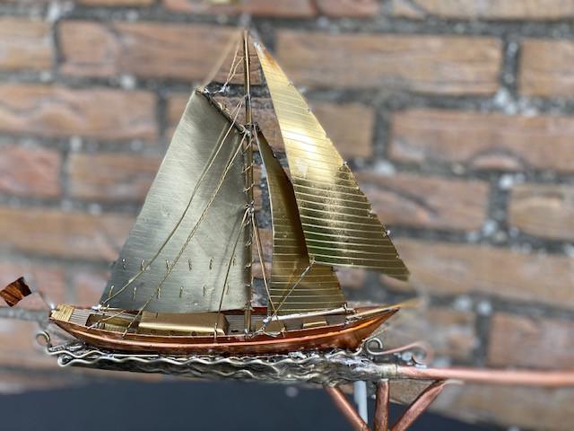 Prachtige Windwijzer( zeilschip) in 3D handgemaakt in koper/messing draaid