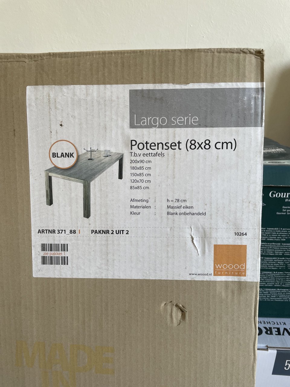 Woood Eettafel maasief eiken 180 x 85 blank