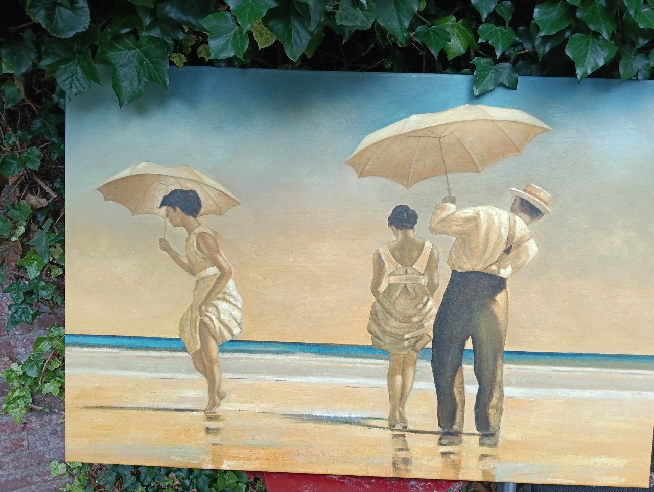 Fraai schilderij "Mad Dogs" van Jack Vettriano in zgstaat!