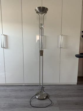 Vloerlamp zilver met 2 lichtbronnen