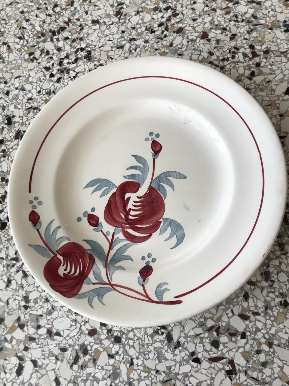 Frans Roze/blauw bord /schaal van Longwy