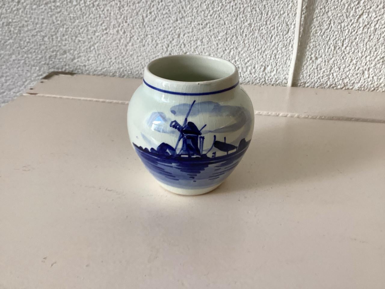 Delfsblauwe Lepelvaasjes. 6 x.