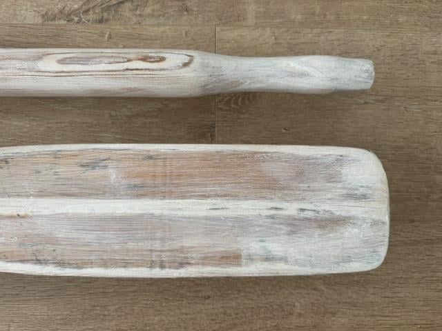 2 decoratieve touwlampen + 2 authentieke houten roeiriemen (white wash)