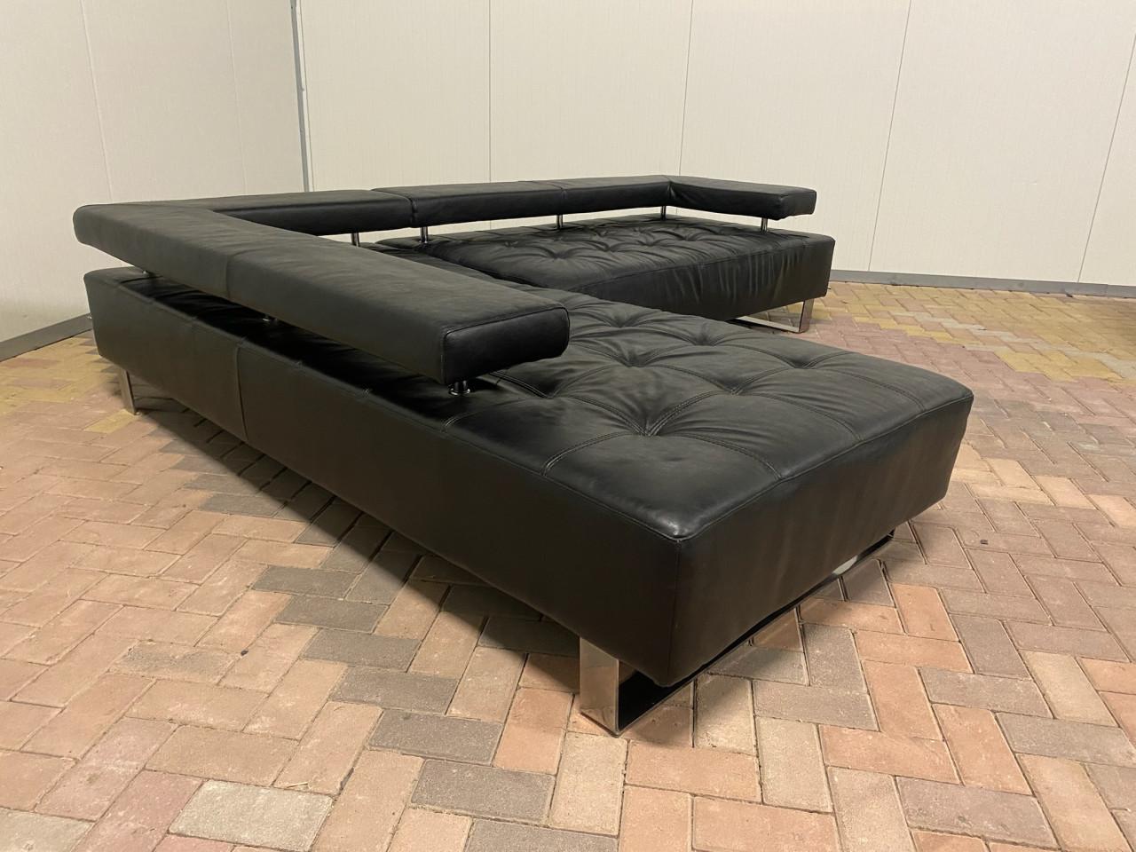 GRATIS LEVERING HEEL NL Mooi Zwarte Montel Echt Leren Hoekbank