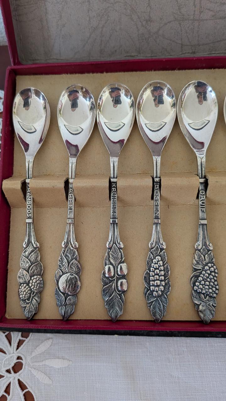 Set van 12 verzilverde Royal Plated vruchtenlepeltjes in originele doos