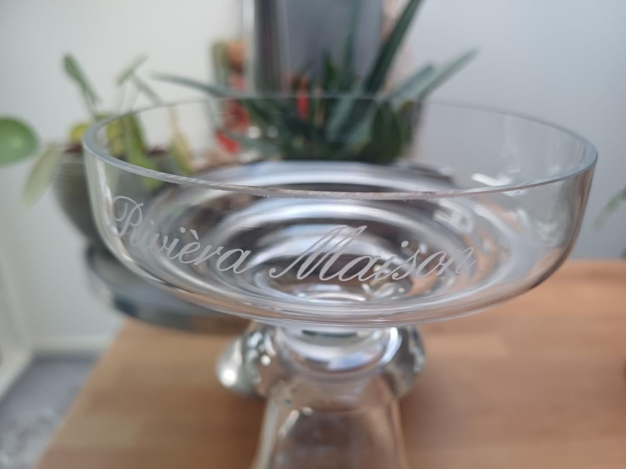 Glazen Rivièra Maison kandelaars + GRATIS een RM mini stolp!