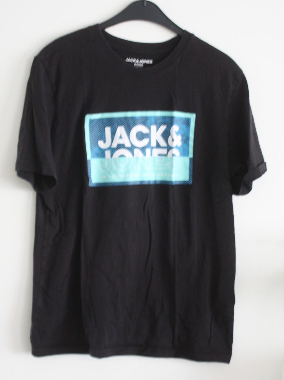 Zwart shirt met blauw groene opdruk maat m