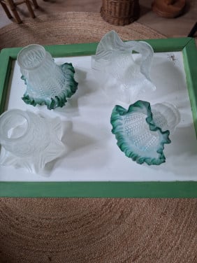 Brocante glazen lampekapjes