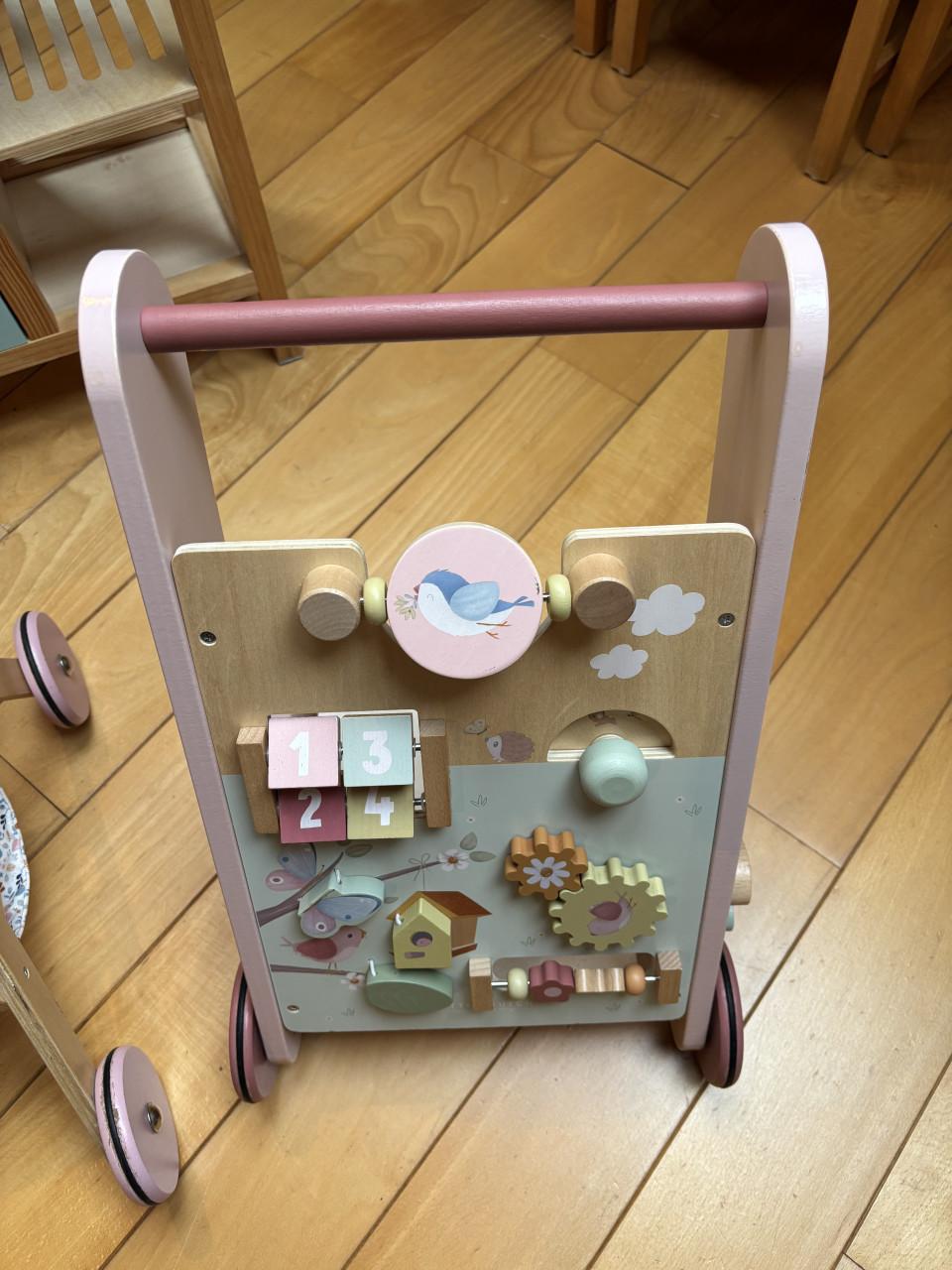 Little Dutch speel en loopwagentje, roze, vogel/vlinder/bloem motief