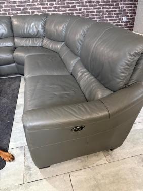 Echte leren hoekbank met 2 relaxen kleur donkergrijs