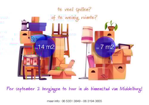 2 bergingen in centrum Middelburg te huur, 7 m2 en 14 m2