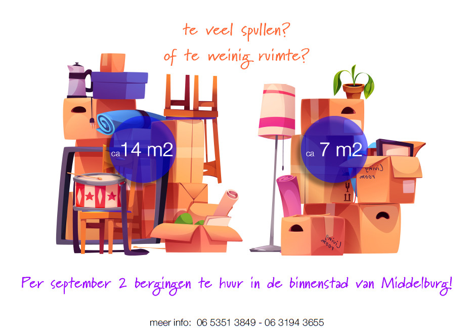 2 bergingen in centrum Middelburg te huur, 7 m2 en 14 m2