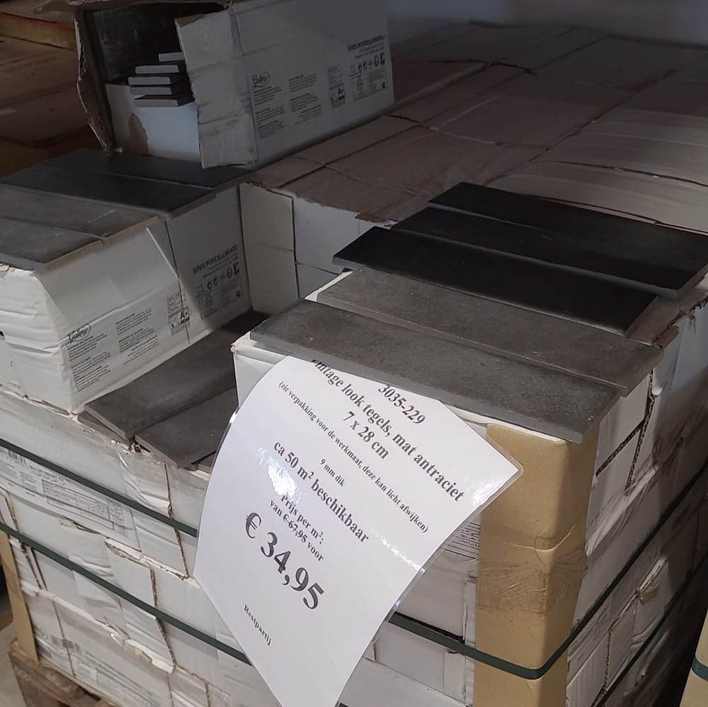 3035-229 Vintagelook tegels, antraciet, 7x28 cm, van € 67,88/m² voor