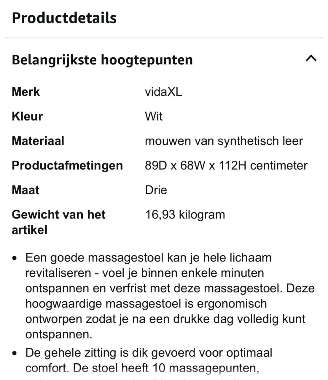 Massage stoel