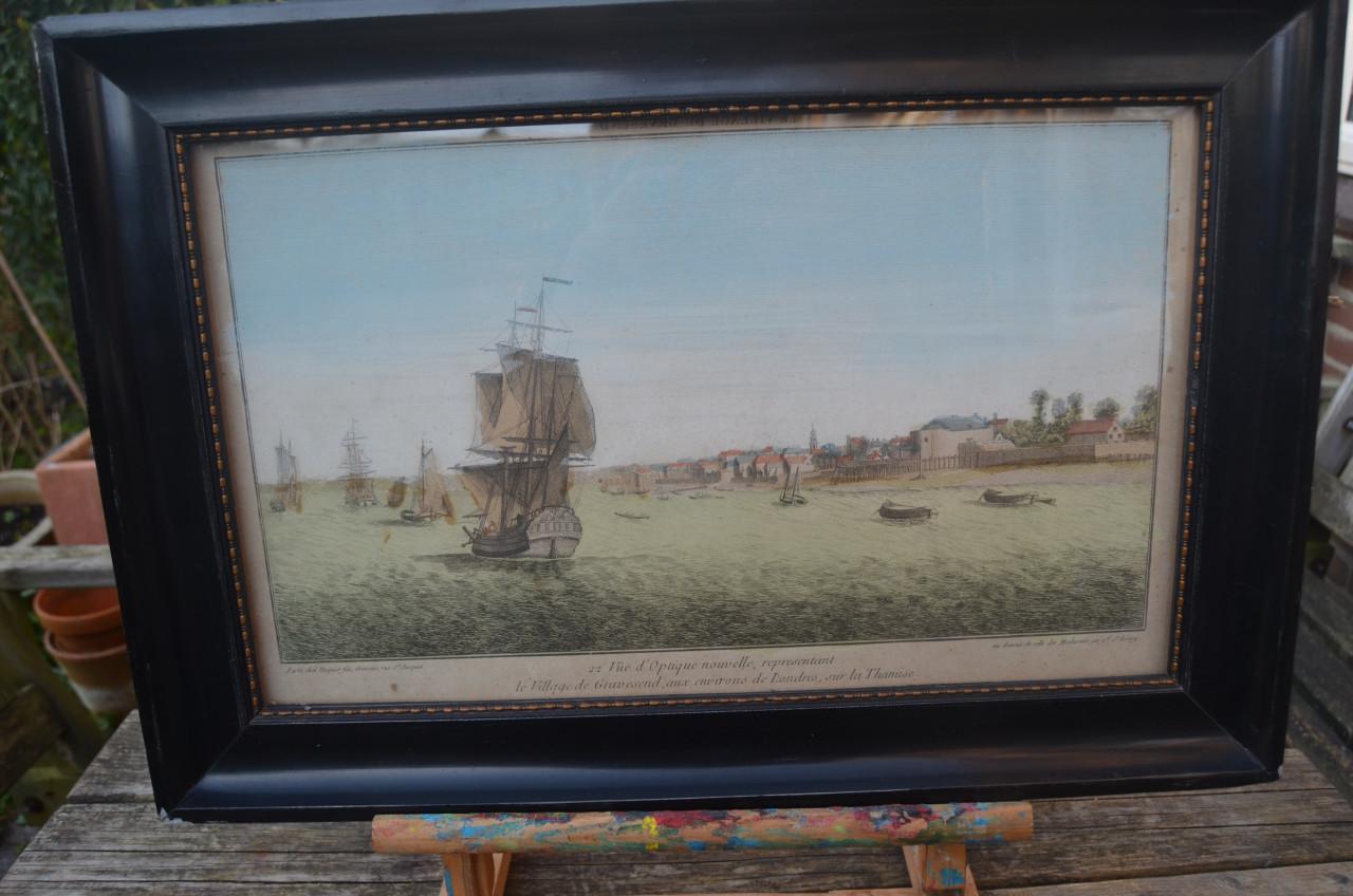 Parijse opticaprent Engels tafereeltje ca 1780