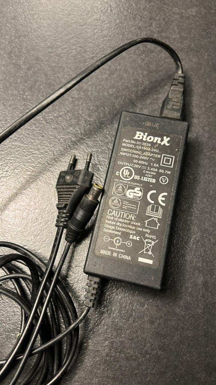 Oplader fiets Bionx 1 pins