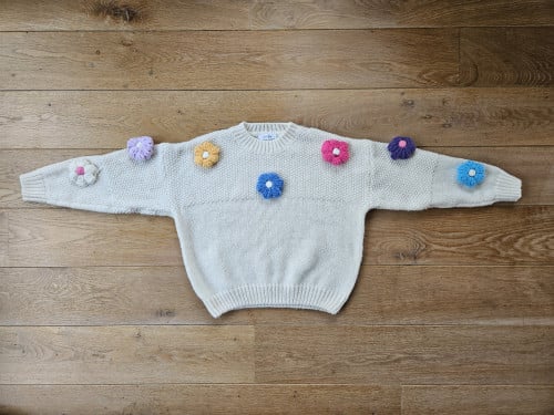 Wollen trui met bloemen - nauwelijks gedragen