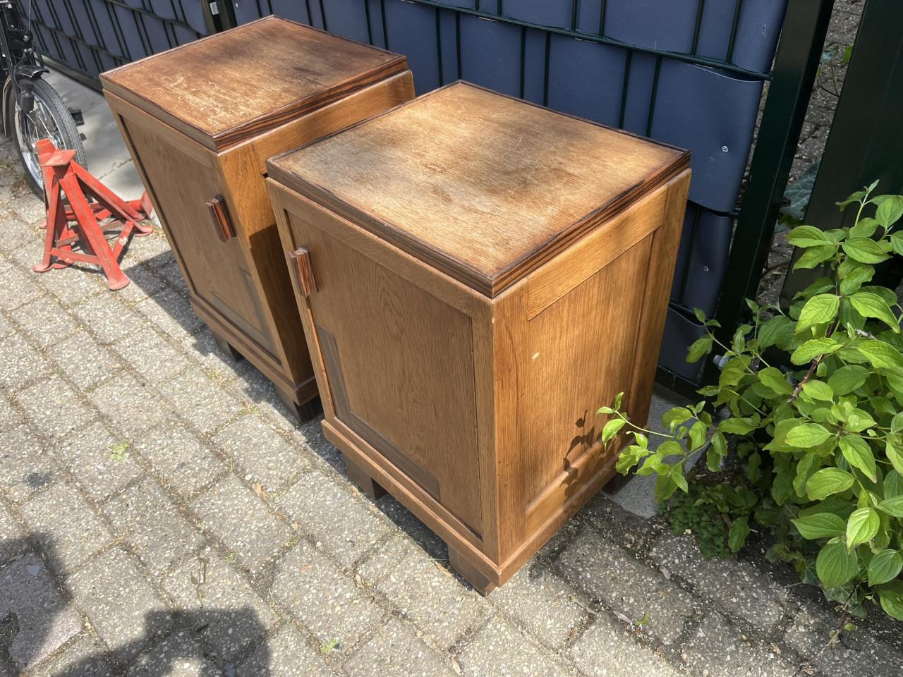2 Antieke nachtkastjes Art Deco stijl