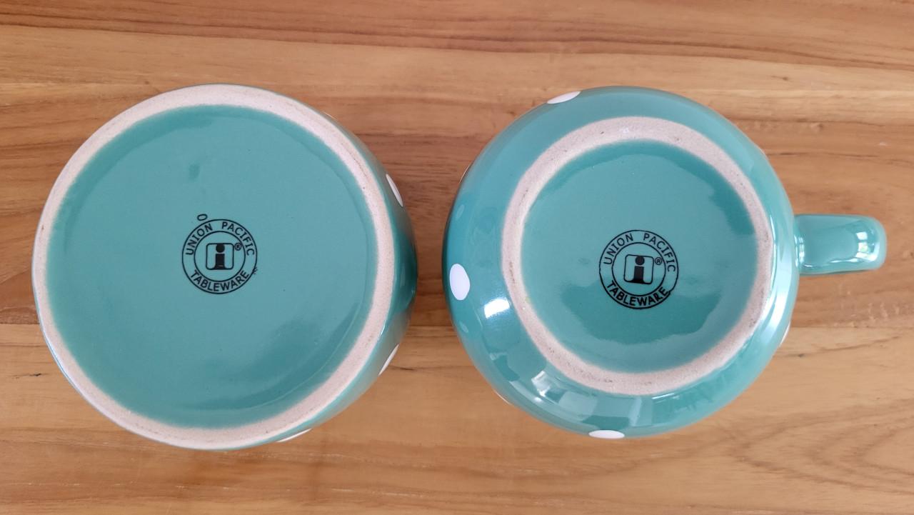 Union Pacific Tableware polkadot suikerpot en melkkan (roomstel)