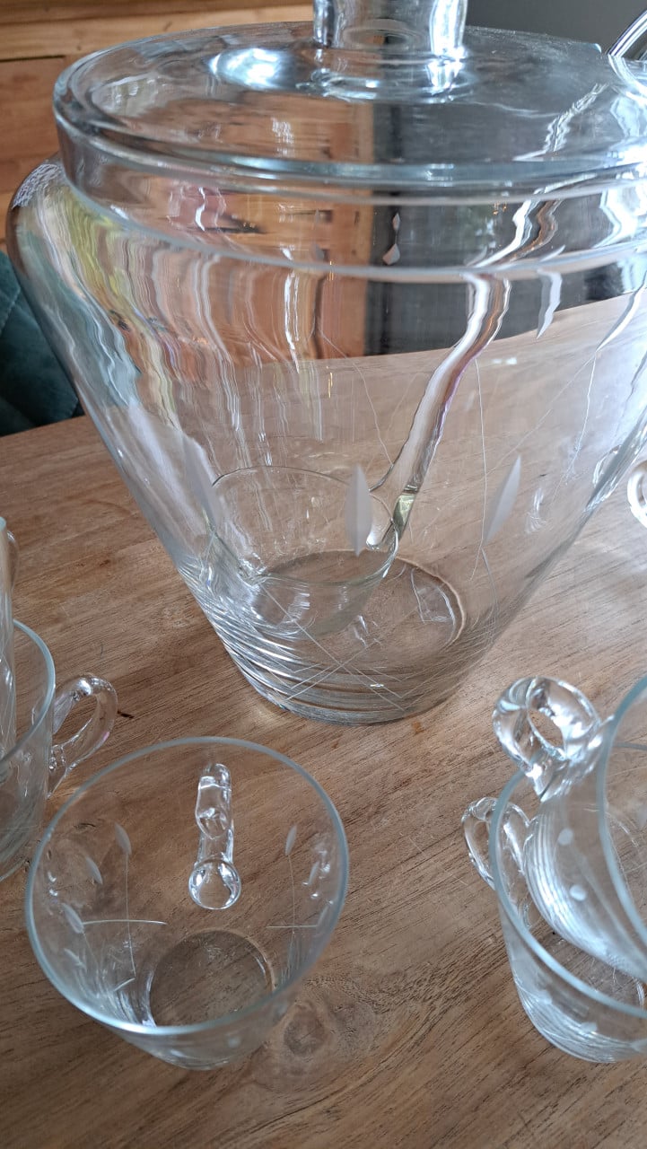 Bowlset glas antiek