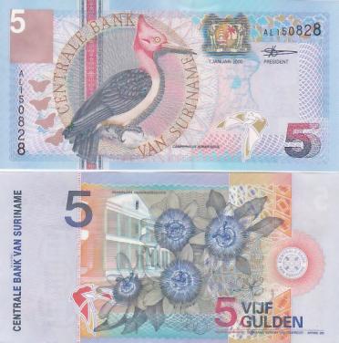 Biljet Suriname 5 Gulden 2000 UNC