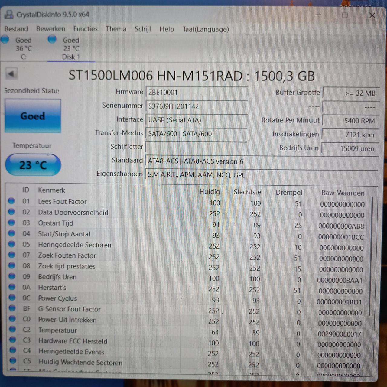 Seagate 1500GB HDD in prima staat.
