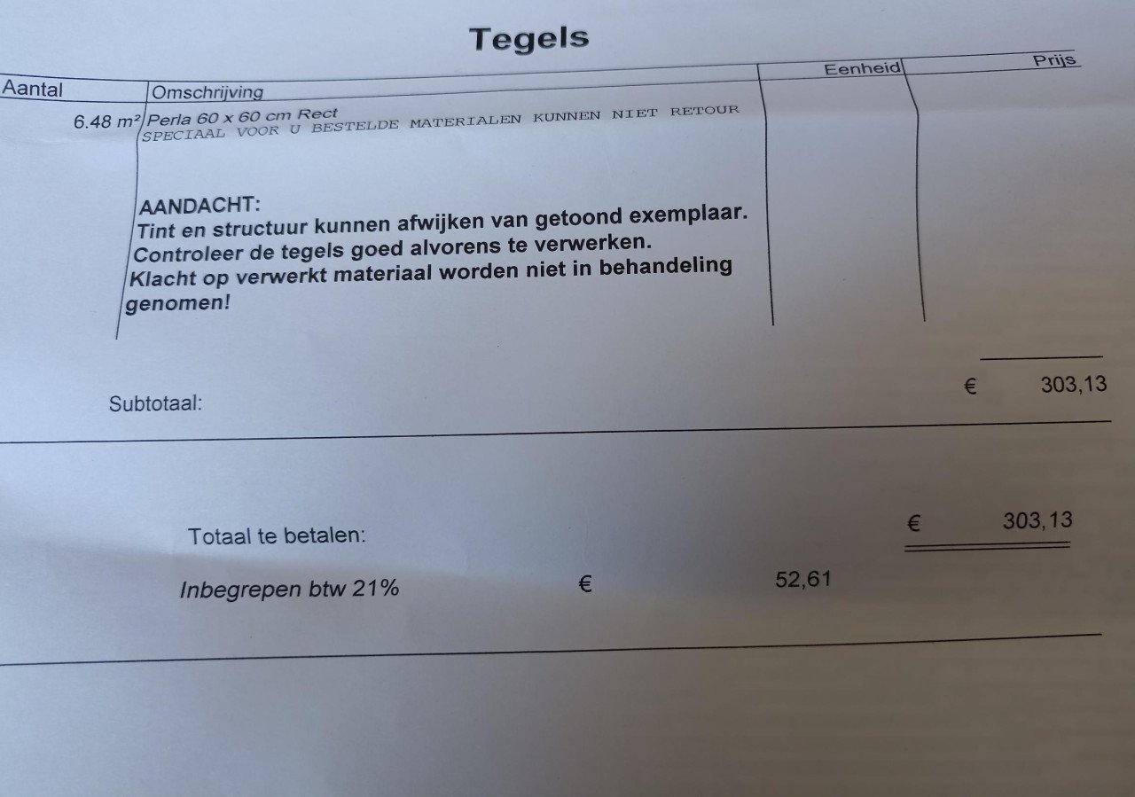 Prachtige Seranissima Perla betonlook vloertegels 6,48m2 60x60