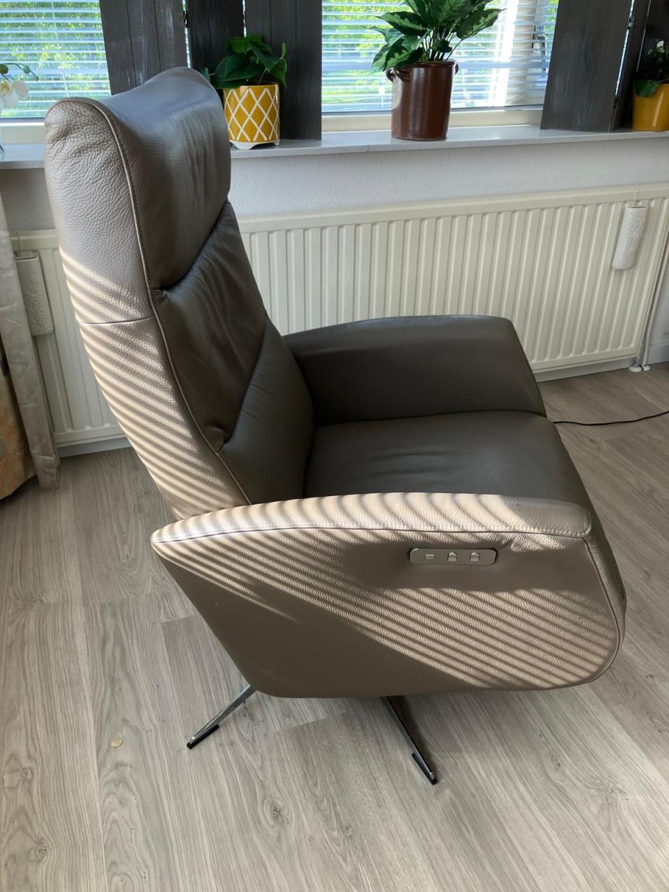 Leren relaxfauteuil taupe