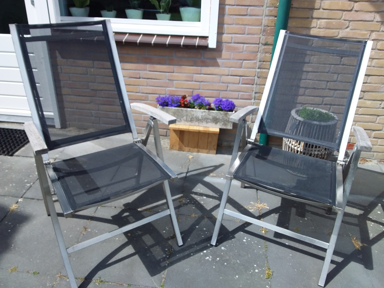 Tuinstoelen verstelbaar RVS met textileen