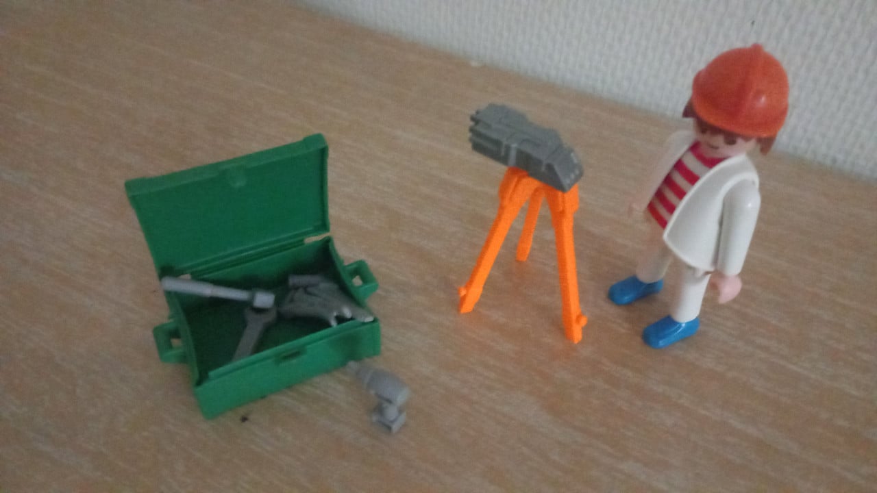 Playmobil landmeter met apparatuur