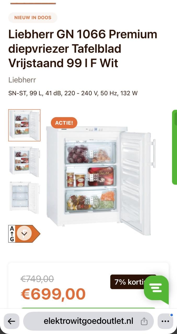 Liebherr Nofrost vrieskast vriezer 85x60cm Energieklasse A++