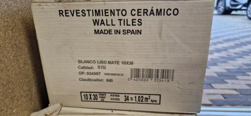 Wandtegel Blanco 10x30 cm mat wit