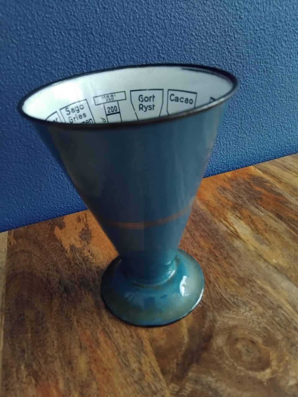 Emaille Vintage Edy maatbeker Petrolblauw