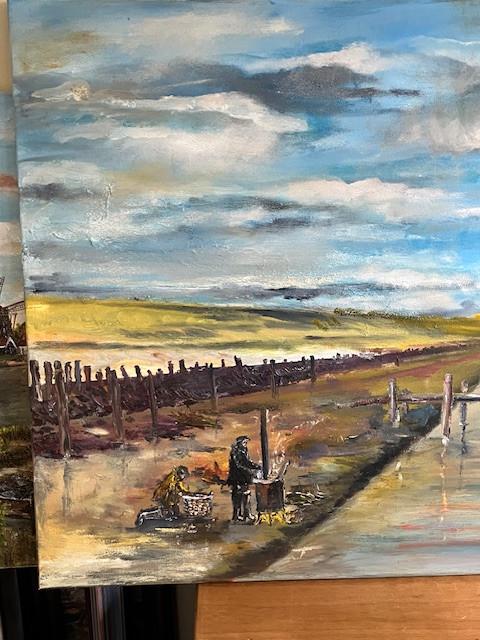 Th-3  aan de dijk olie verf  120 x 60 cm doek